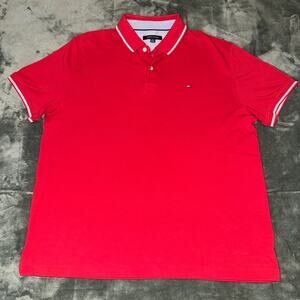 Tommy Hilfiger Red Polo Shirt Men's Size XL Preppy Casual Minimalist Classic